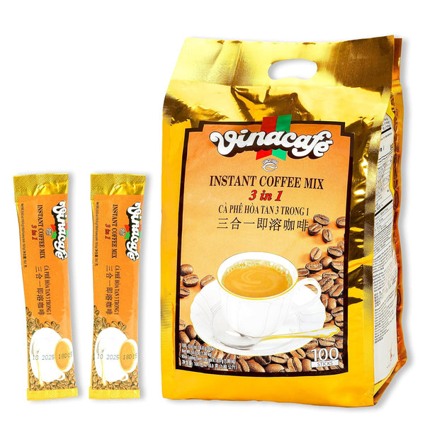 Vinacafe Vietnamese Instant Coffee 100 Sticks 3 in 1 Milk Coffee Blend,