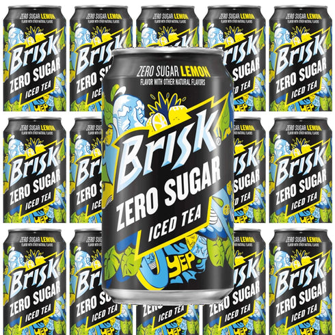YISHIQI BRISK ZERO SUGAR LEMON ICED TEA, 12 fl oz, 15 cans, total