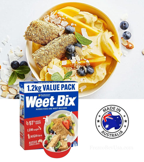 Generic 97% (1.2kg) PACK Weet-Bix Whole Grain Cereal VALUE By Sanitarium Health Food Company Australia, Low in Sugar
