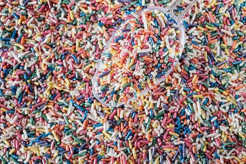 Sweet Evas SHIMMER Topper,Jimmies,Large,Bulk Candy,1.5 LBS Large,1.5 METALLIC PEARL RAINBOW SPRINKLES-Dairy