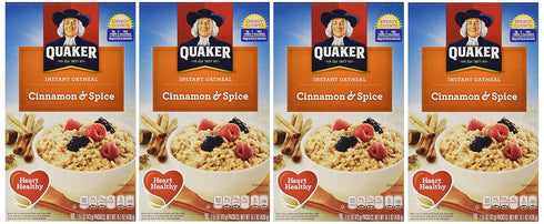 Quaker Instant Oatmeal Cinnamon & Spice, 10-Count Boxes (Pack of 4)