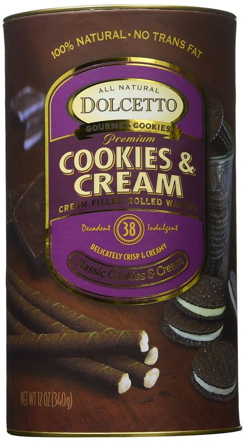 DOLCETTO Dolcetto Wafer Rolls Cookies, Cream, 12 OZ