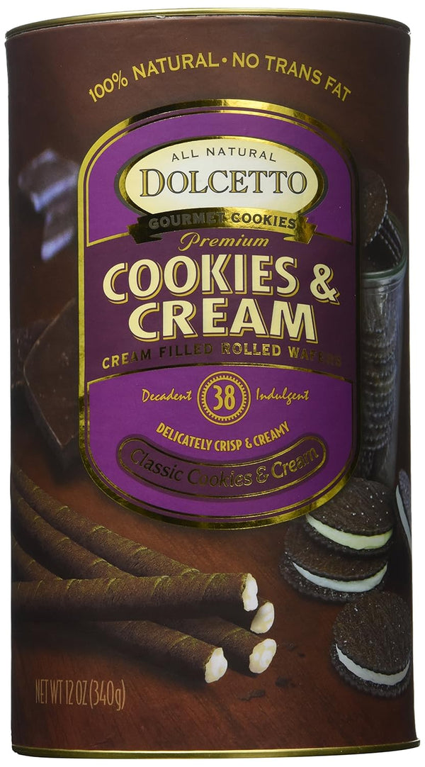 DOLCETTO Dolcetto Wafer Rolls Cookies, Cream, 12 OZ