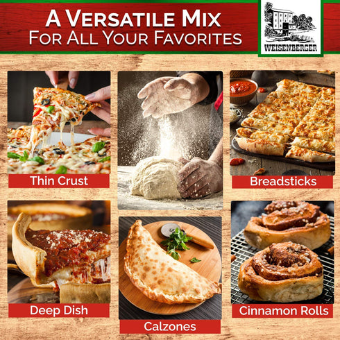 6.5 3 pack Weisenberger Pizza Crust Mix, Ounce - Premade Pizza Dough Flour for Homemade Pizza, Breadsticks, Flatbread