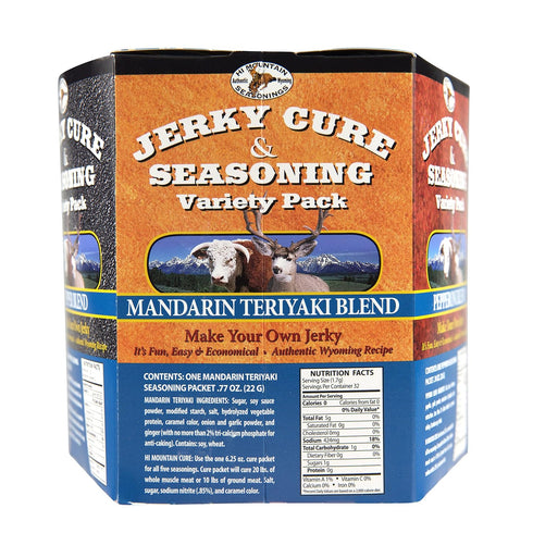 Hi Mountain Jerky Seasoning and Cure Kit | VARIETY PACK #2 - Flavors: Mandarin Teriyaki, Pepperoni, Sweet & Spicy,