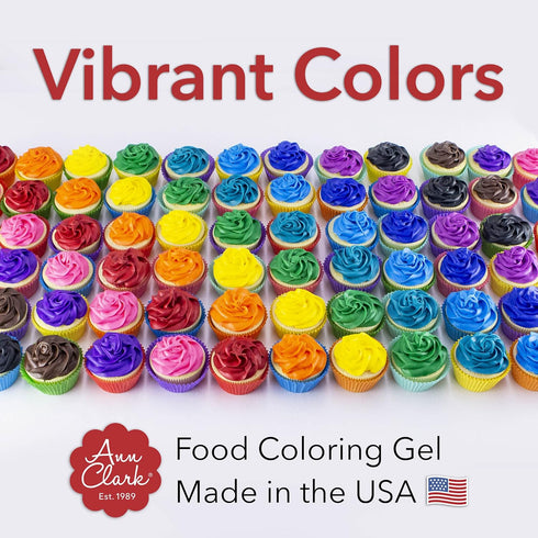 Ann Clark Cookie Cutters Professional-Grade Gel Food Coloring, 12 Colors Made in USA .7 oz