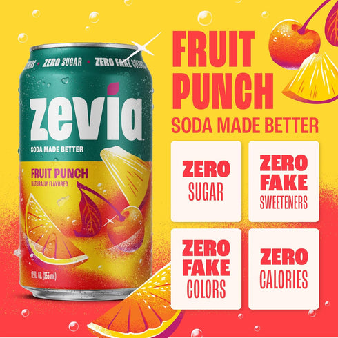 6 Pack, 12 oz (24-Pack) Zevia Zero Sugar Soda, Flavor Soda Variety Cans Naturally Sweetened, Non-GMO Project Verified