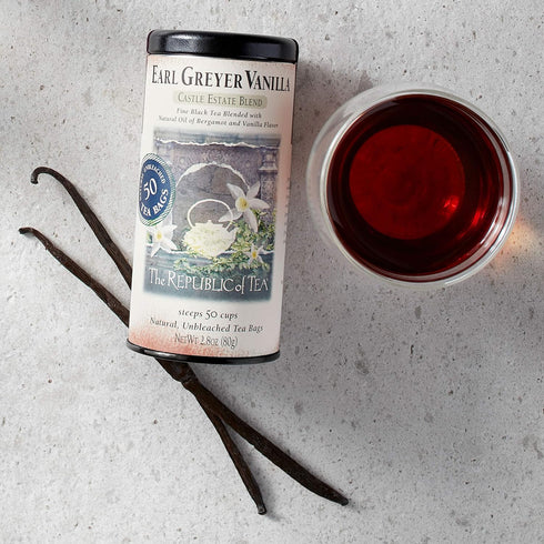 2.8 oz 50 The Republic of Tea - Earl Greyer Vanilla Tea, Tin, Tea Bags | Gourmet Tea | Caffeinated