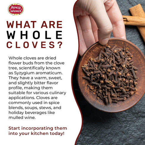 Whole Cloves 3.5 Oz Bag, Great for Foods, Tea, Pomander Balls, and Potpourri by Spicy World