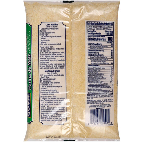 12oz. Yellow Corn Meal by Goya, Harina De Maiz, Coarse Corn Flour for Cooking Polenta, Cornbread, Fish Fry, and More
