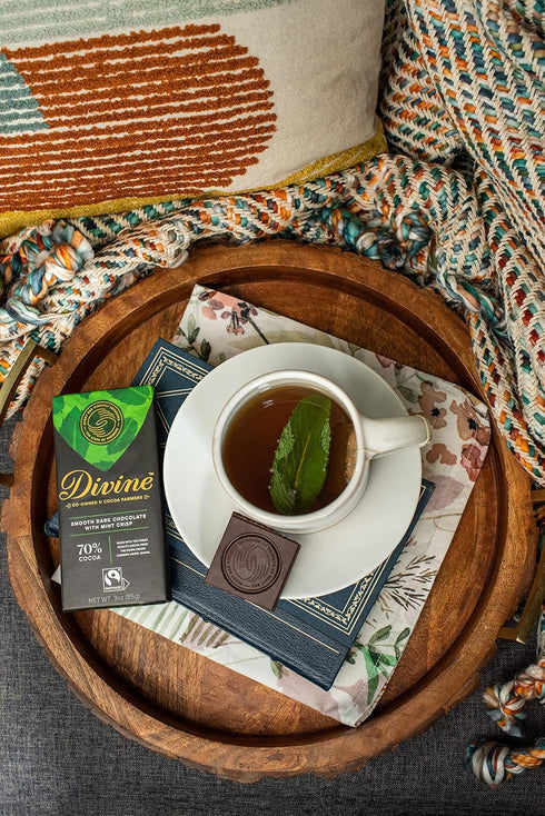 70% 3oz. (12 Pack) Divine Chocolate Bars - Dark Chocolate with Mint Crisp - Made with Fairtrade Cocoa, Natural