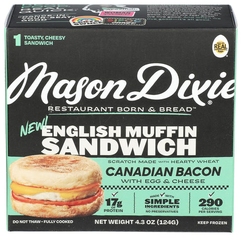 MASON DIXIE BISCUIT CO English Muffin Sandwich with Canadian Bacon, Egg & Cheese, 4.3 OZ