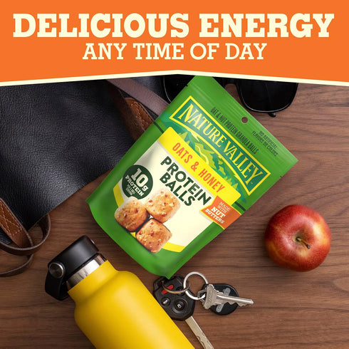 7.94 oz Nature Valley Oat and Nut Protein Granola Balls, Oats and Honey, Protein Snacks