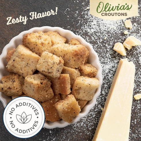 Olivia’s Croutons Parmesan Pepper Croutons, 4 Pack of 5 Oz Boxes, Gourmet Salad Toppers Made In USA