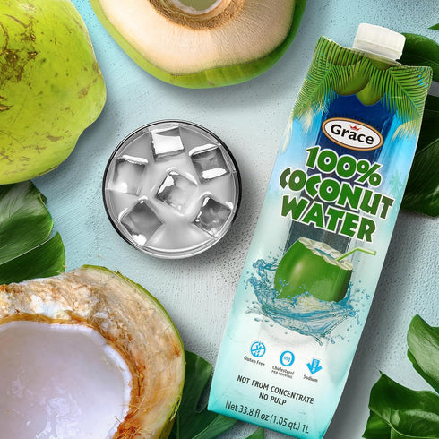 100% 1 3 Pack Grace Pure Coconut Water - Liter - - Fresh Coconut Water