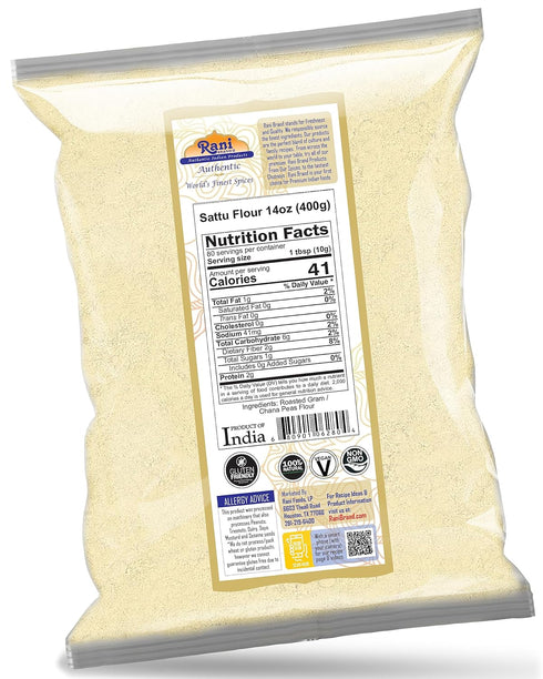 14oz (400g) Rani Sattu Flour (Roasted Chana Gram) ~ Natural, Salt-Free | Vegan | No Colors | Gluten Friendly | NON-GMO