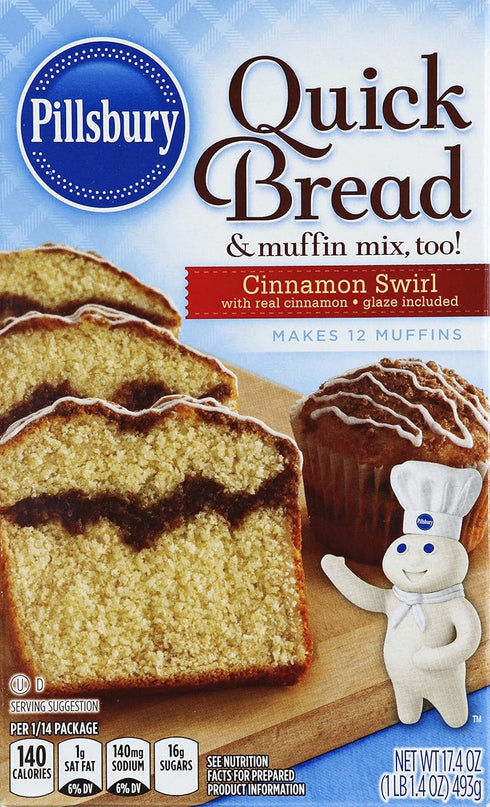 Pillsbury Cinnamon Swirl Quick Bread And Muffin Mix, 17.4-Ounce