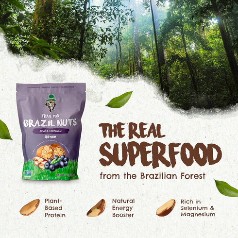7oz Snack Aa Trail Mix The True Organic Brazil Nuts Roasted + Aa Fruit Nibs + Cupuau Fruit Nibs Nutrient-Rich