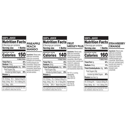 100% 3-Flavor Pack, 10 Oz, (Pack 48) Tropicana Juice Fruit Blend Variety Fl Bottles