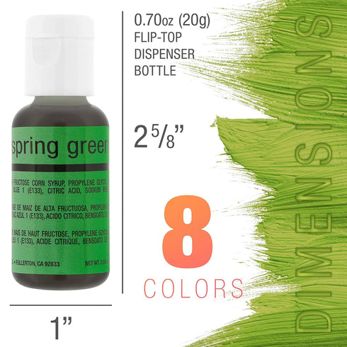 8 Pack Chefmaster - Airbrush Food Coloring - Color - Vibrant and Fade-Resistant Sheen - Works With Any Airbrush Tool