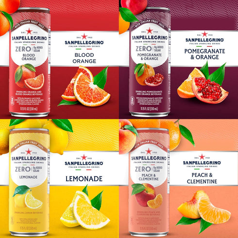 Pack, 12-Pack Sanpellegrino Zero Grams Added Sugar Italian Sparkling Drinks, Sparkling Fruit Beverage, Made
