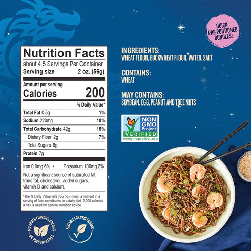 8.8oz (Pack 3) 3 Pack Blue Dragon Dried Soba Noodles - of - Traditional Buckwheat & Wheat Flour Noodles - Versatile