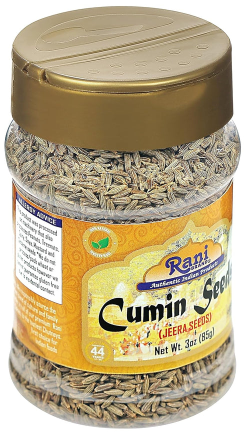 Rani Cumin Seeds Whole (Jeera) Spice, 3oz (85g) PET Jar, All Natural, Gluten Friendly, NON-GMO