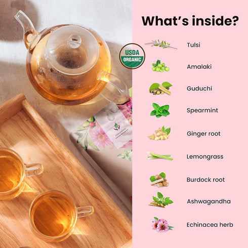 Gardenika Organic Immune Loose Leaf Tea, Herbal Caffeine Free Ayurvedic Leaves, KSA Kosher – 4 oz (1 Pack)