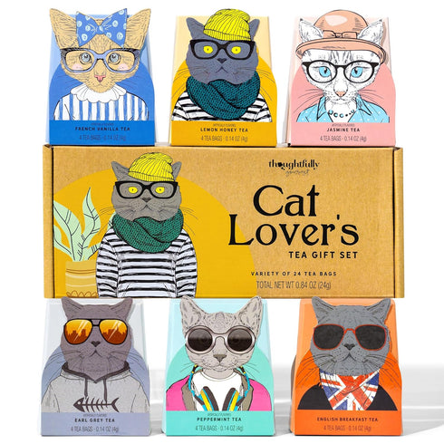 Thoughtfully Gourmet Cat Lover's Tea Gift Set: Includes 24 Teas in 6
