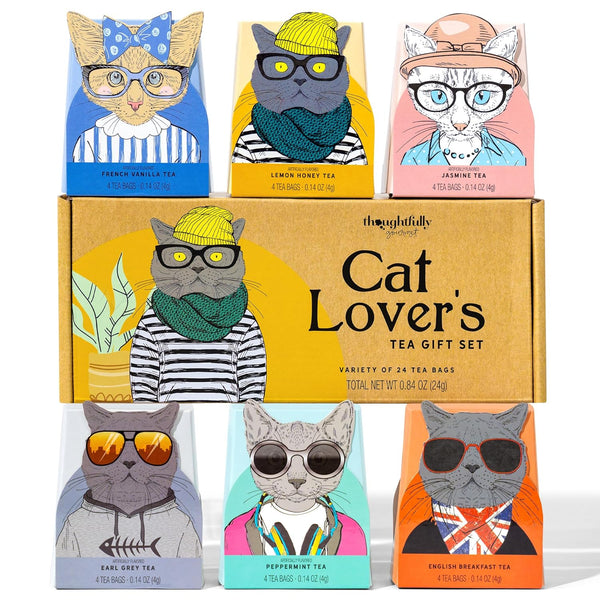 Thoughtfully Gourmet Cat Lover's Tea Gift Set: Includes 24 Teas in 6