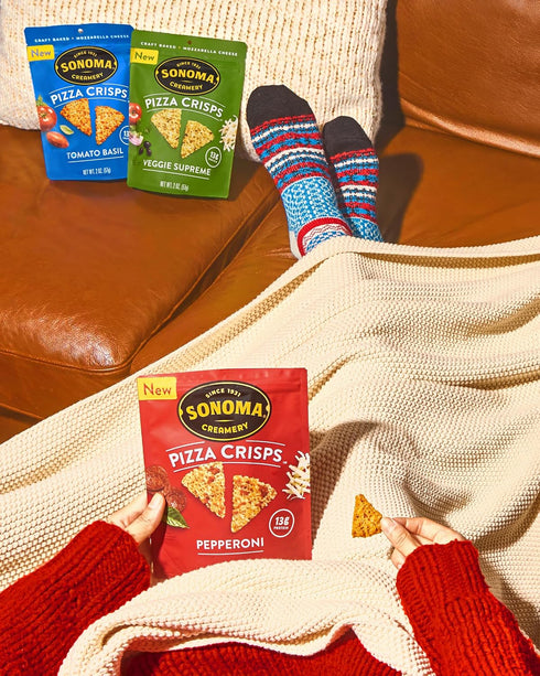 2 Oz (12 Count) Sonoma Creamery - Pizza Crisps, Pepperoni, | Savory Snack Cracker | High Protein | Low Carb | Gluten