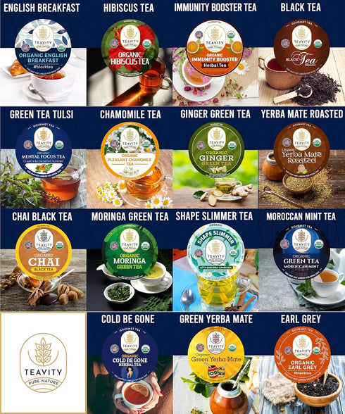 Pack Pack -15 count (Pack 1) Organic Tea Pods Variety - Assorted Sampler Compatible for Keurig Brewer and Coffee Maker