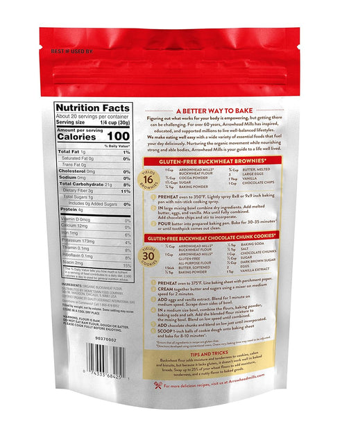 22 Arrowhead Mills Organic Buckwheat Flour, Gluten Free, Ounce Bag
