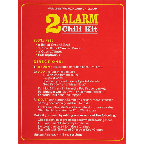 2-Alarm Packs 3.3oz (Pack 8) Wick Fowler's Chili Kit, Texas Style Chili Seasoning Mix with Individual of Spices, Box