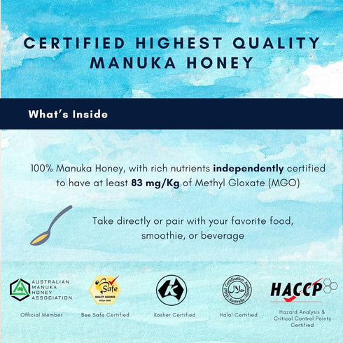 Honey Australia Manuka Honey MGO 83+ | 8.8 oz | Raw, Organic, Pure Honey for Cooking, Baking & Wellness