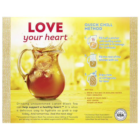 5.9 oz 72 Count Lipton Tea Bags For a Iced or Hot Tea Organic Black Tea Iced or Hot Tea that Can Help Support a Healthy