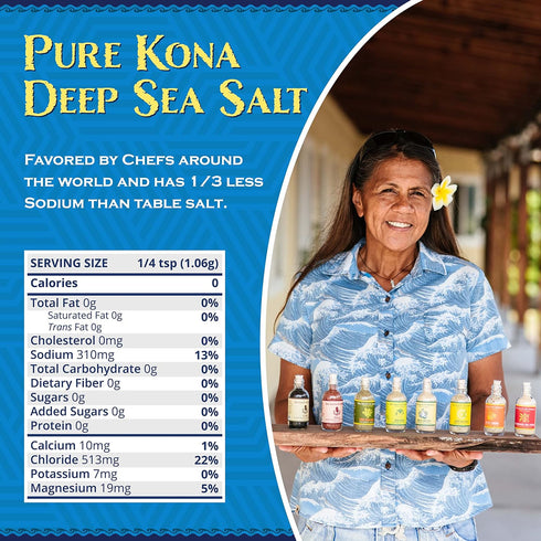 1lb. 100% Pure Kona Deep Sea Salt Medium Grind Bag - Gourmet Crystals Pure and Premium Hawaiian Kona Deep Sea Salt