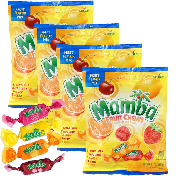Fruit Chews Candy, Mamba Fruit Chews, Pack of 4 (3.52 Ounce Each
