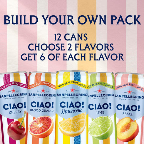 Pack, Pack, 12-Pack Sanpellegrino CIAO Flavored Sparkling Water, Low Calorie Italian Sparkling Water Variety Build Your