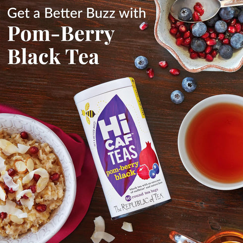 50 The Republic of Tea HiCAF Pom-Berry Black Tea, Tea Bags, High in Caffeine