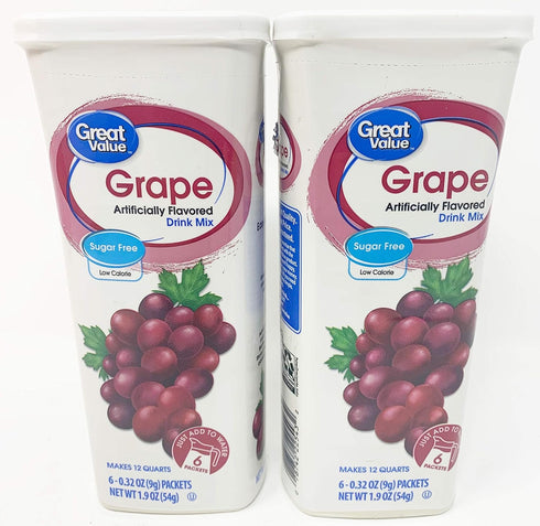 Great Value : Grape Drink Mix, 1.9 Oz - 6 Packets (2 Pack)