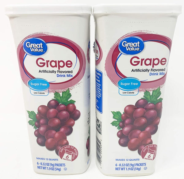 Great Value : Grape Drink Mix, 1.9 Oz - 6 Packets (2 Pack)