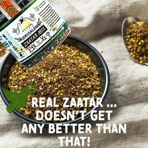 Jerusalem Zaatar Spice Mix Jar by Julian’s Valleys | Natural Herbs and Pure Sumac | 4OZ Jar