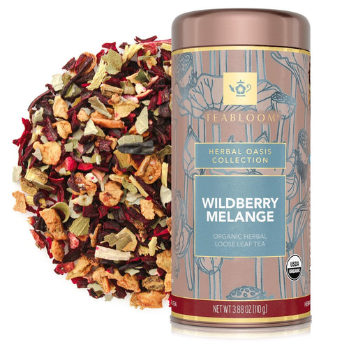 Teabloom Organic Herbal Tea, Wildberry Mlange Loose Leaf Tea, Berry Flavor Herbal
