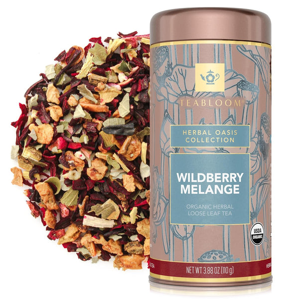 Teabloom Organic Herbal Tea, Wildberry Mlange Loose Leaf Tea, Berry Flavor Herbal
