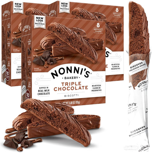 Nonni's Triple Chocolate Biscotti Italian Cookies - 3 Boxes Triple Chocolate Italian