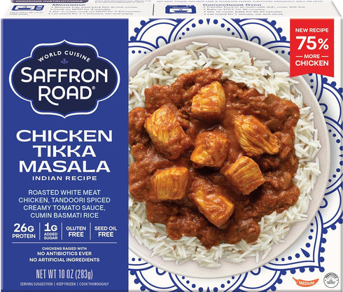 Saffron Road Frozen Chicken Tikka Masala High Protein, Seed Oil Free, Chickens