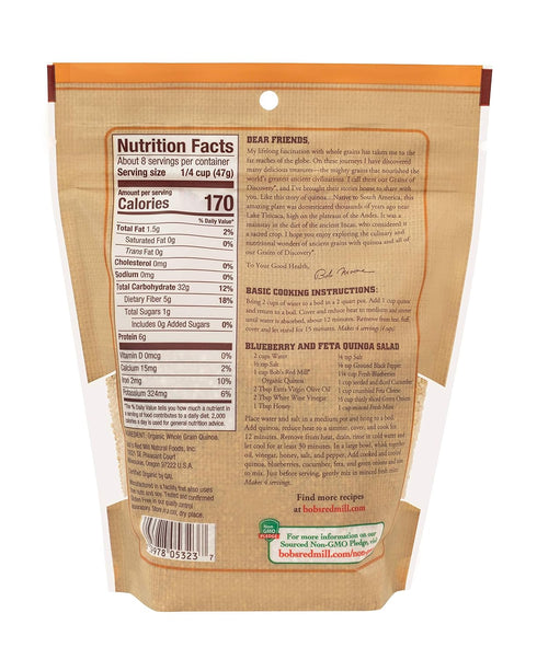 13 (Pack 1), Bob's Red Mill Organic White Quinoa - Ounce of Vegan, Gluten Free, Non GMO, Complete Plant Protein, Whole