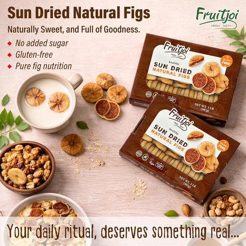 2 lb (907 Fruitjoi Sun Dried Turkish Figs (Anjeer) No Sugar Added, Premium Natural Dried Figs, Vegan, Gluten Free, High