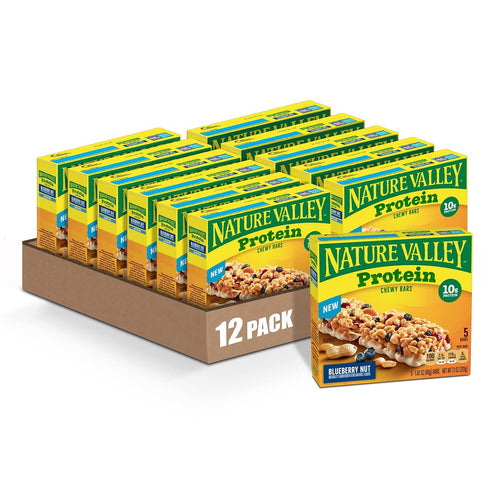 Nature Valley Protein Granola Bars, Blueberry Nut, Chewy Snack Bars, 5 Bars,